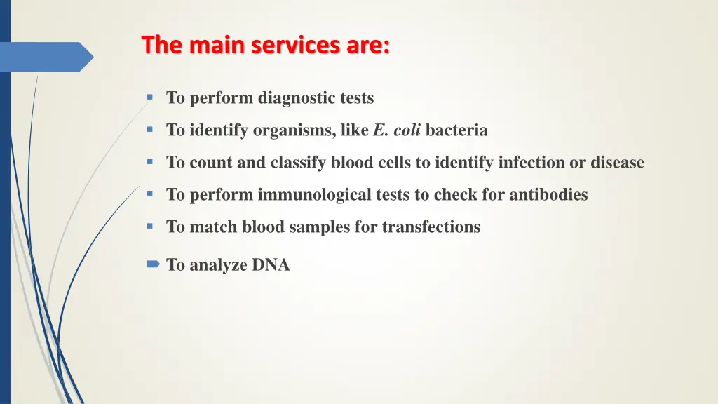 the main services are