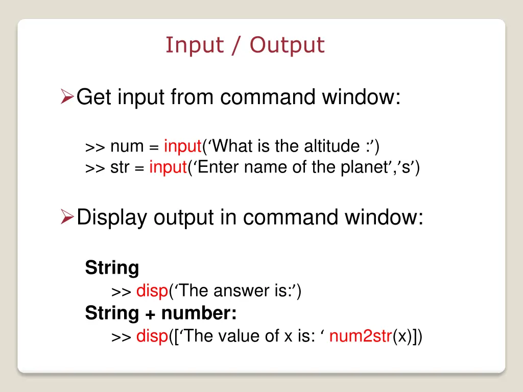 input output