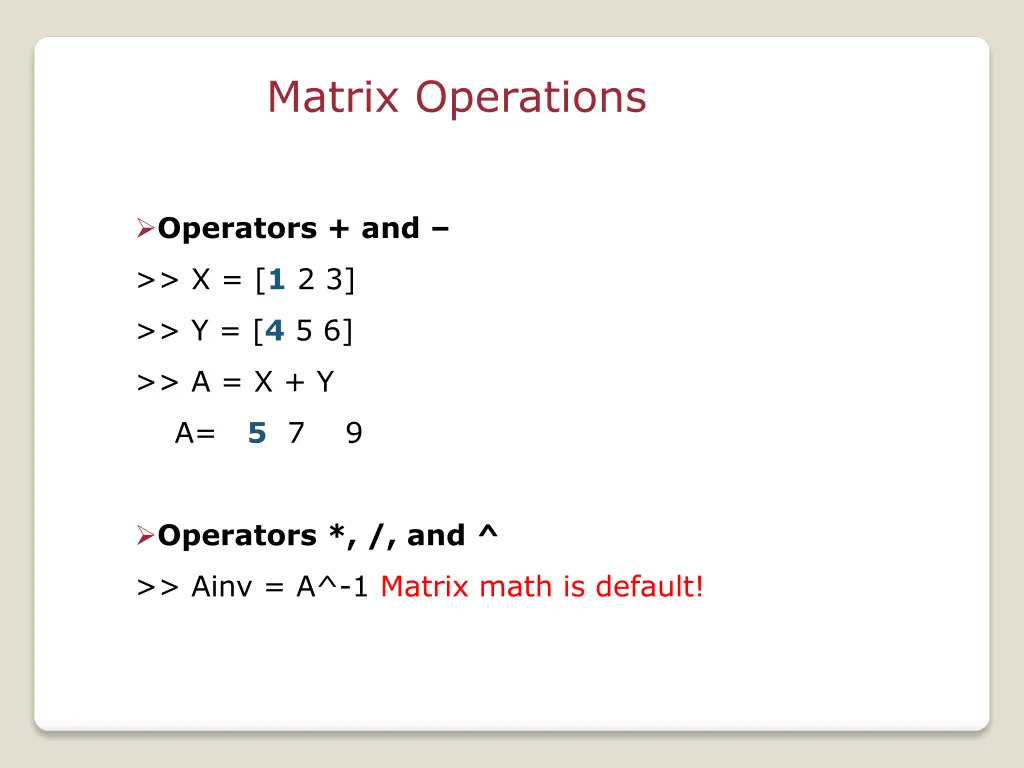 matrix operations