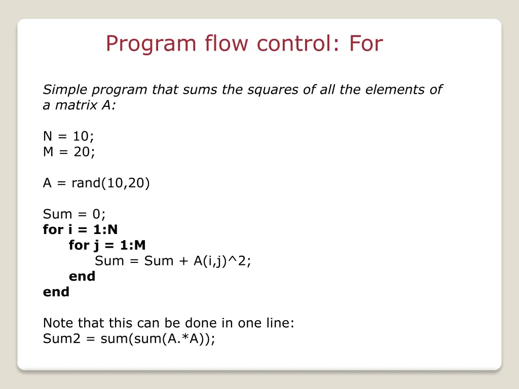 program flow control for