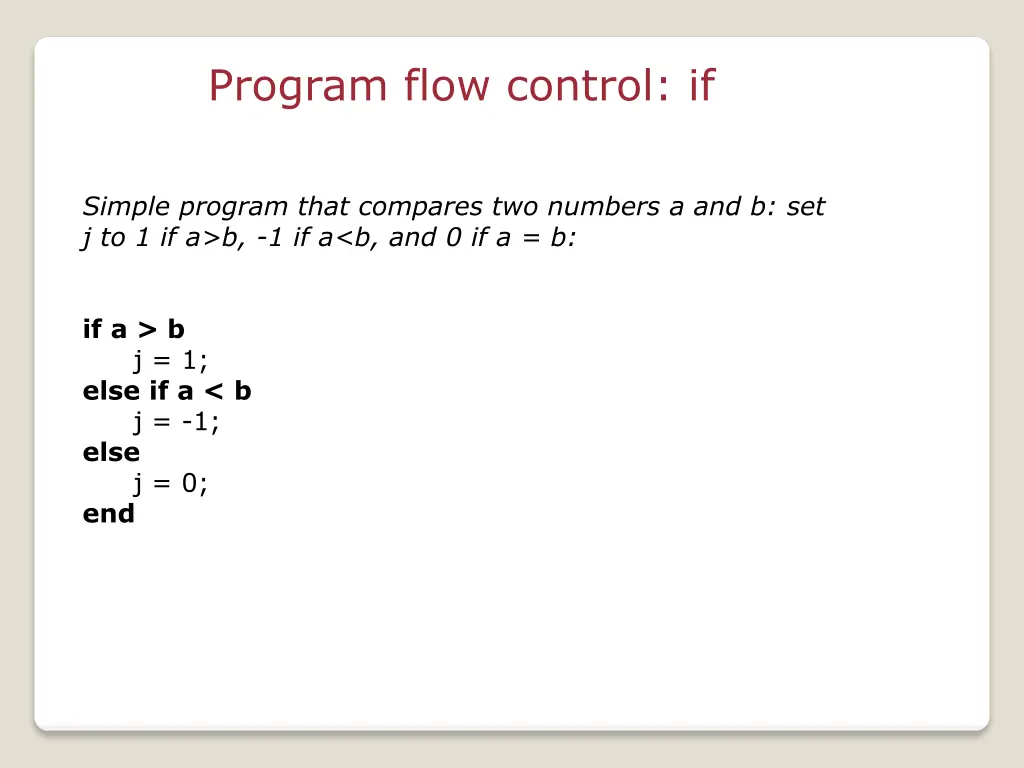 program flow control if