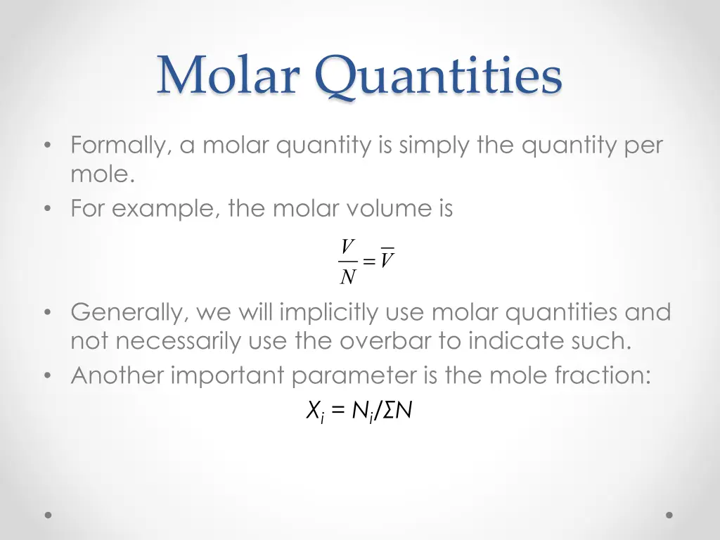 molar quantities