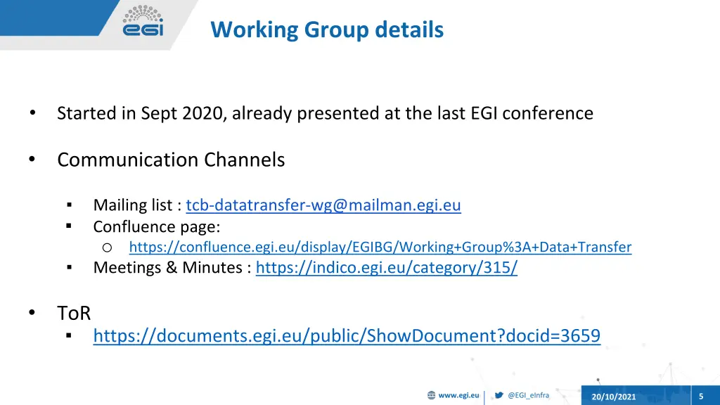 working group details