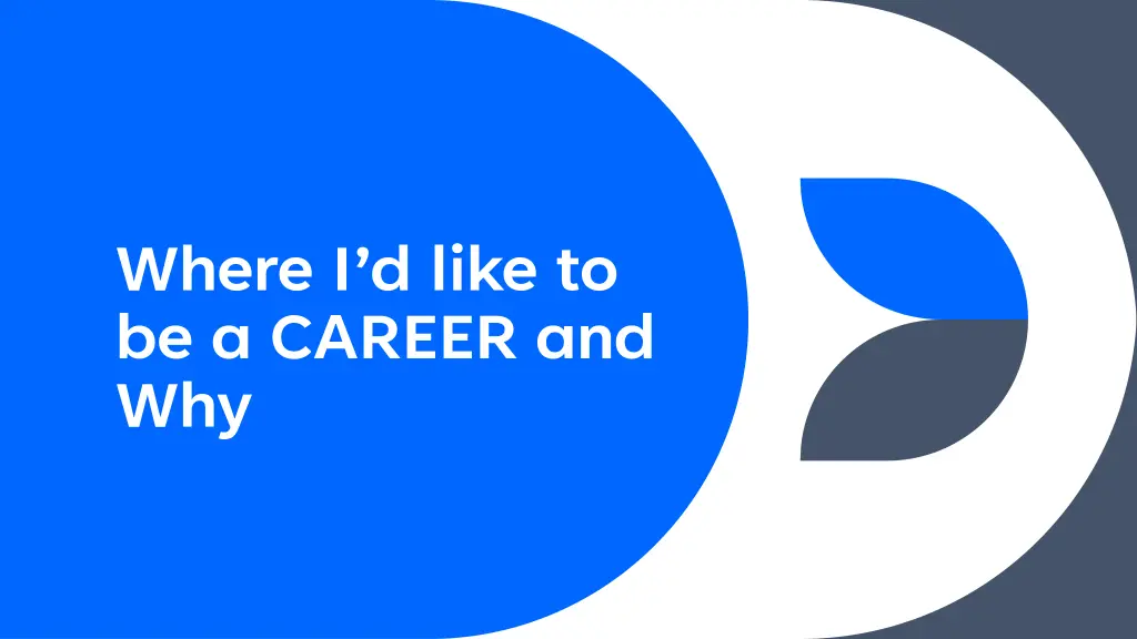 where i d like to be a career and why