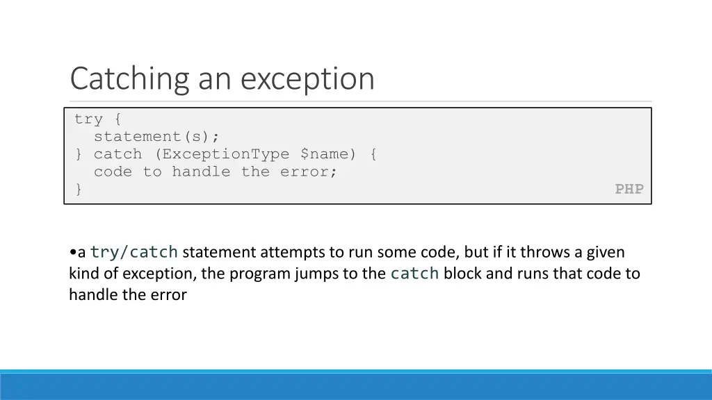 catching an exception