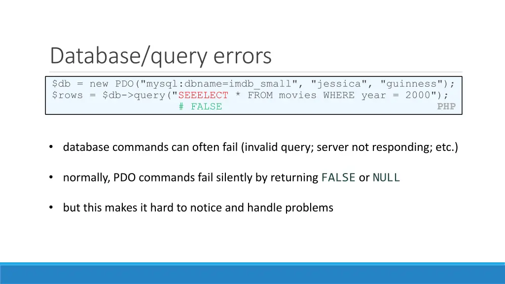 database query errors