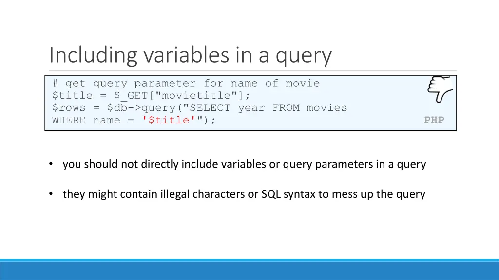 including variables in a query