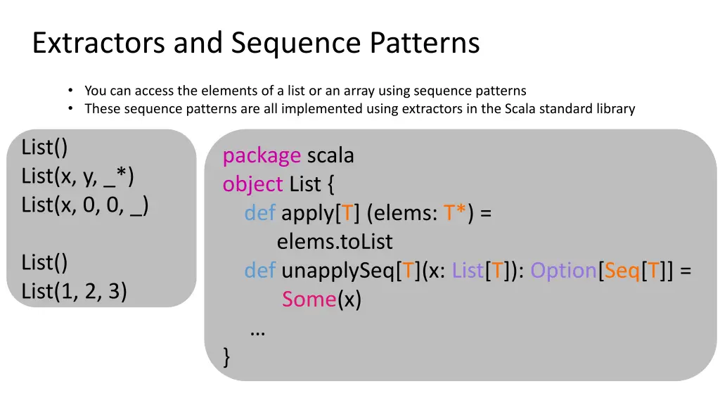 extractors and sequence patterns