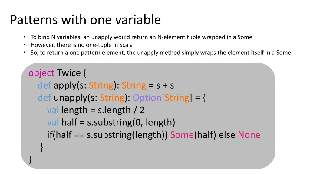 patterns with one variable