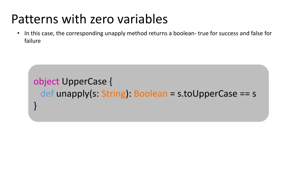 patterns with zero variables in this case