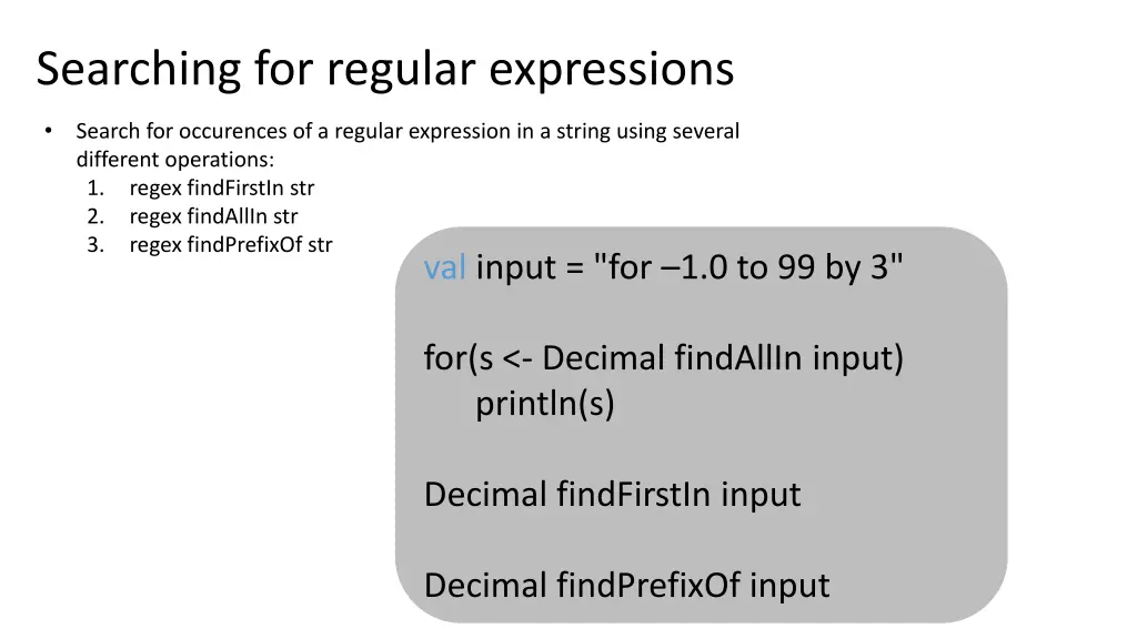 searching for regular expressions