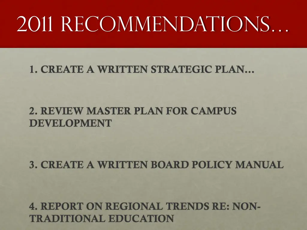 2011 recommendations