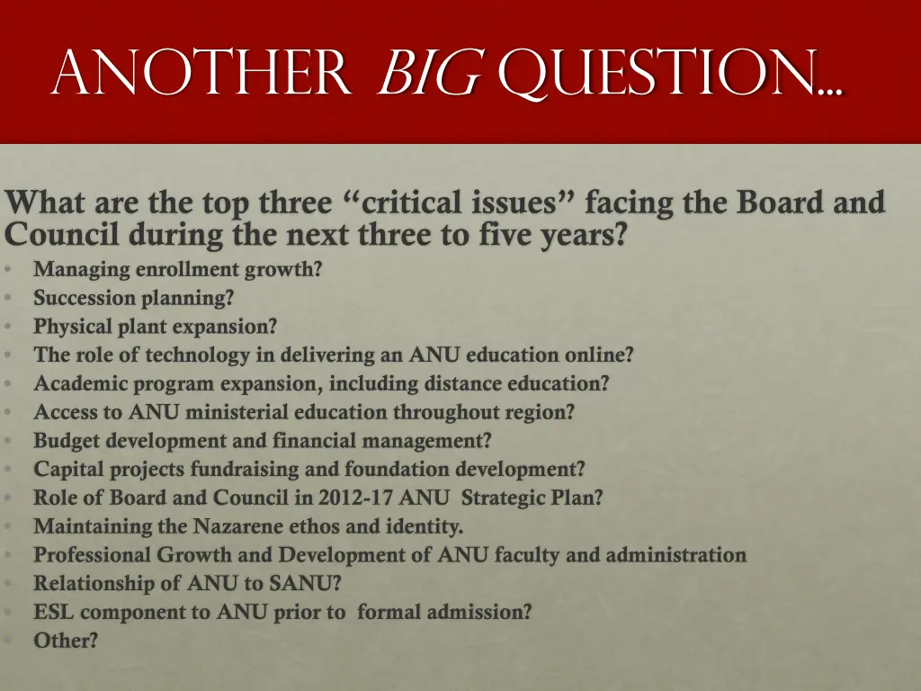 another big question