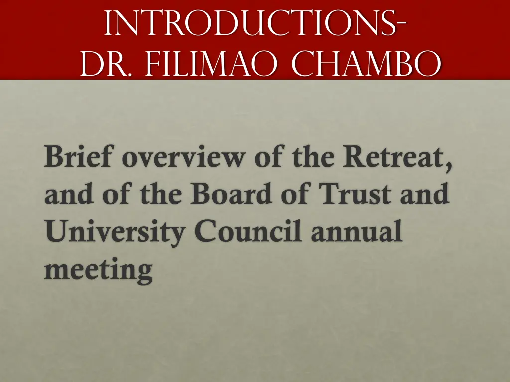 introductions dr filimao chambo