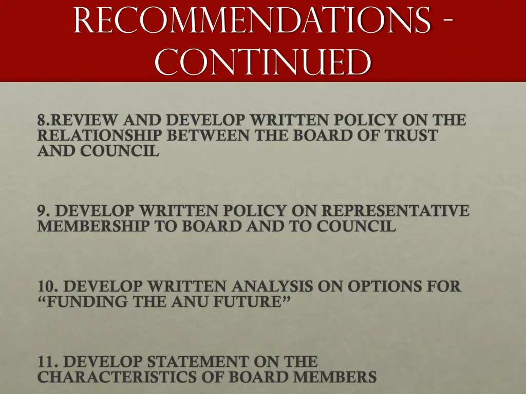 recommendations continued 1