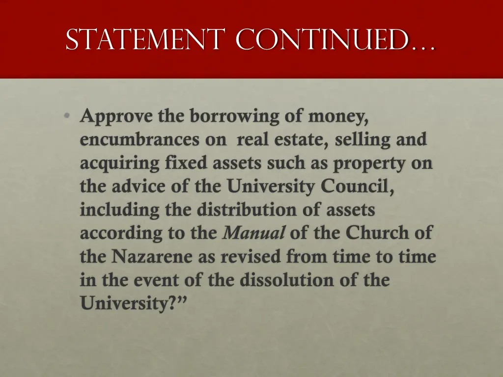 statement continued