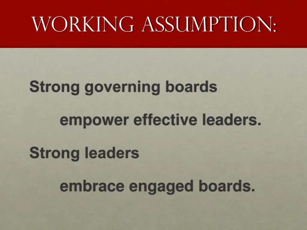 working assumption