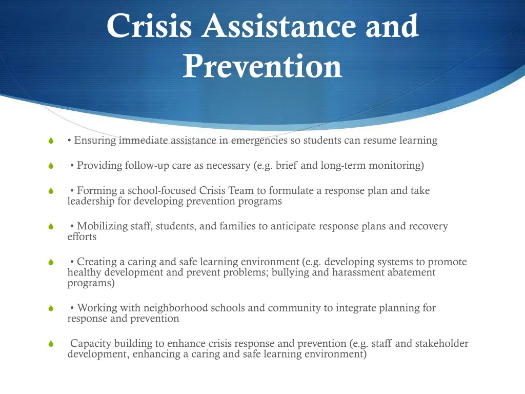 crisis assistance and prevention
