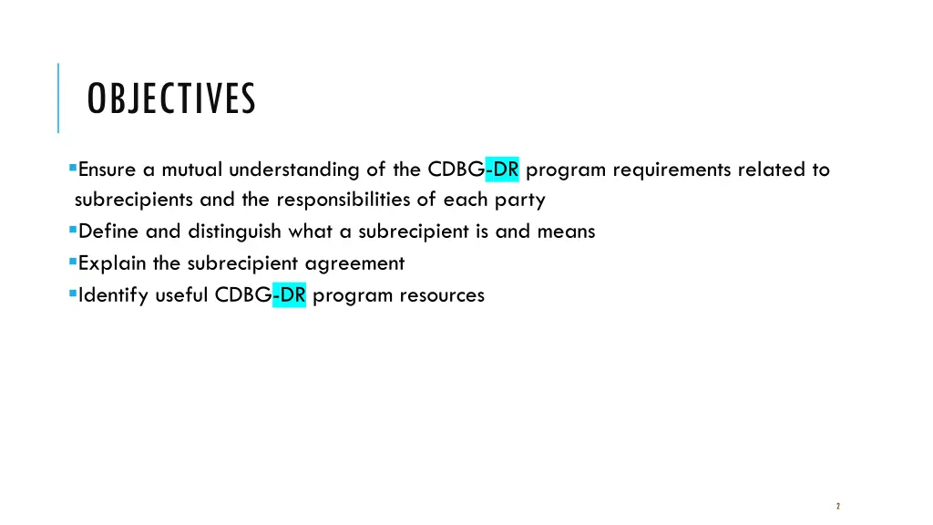 objectives
