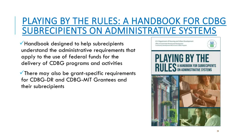 playing by the rules a handbook for cdbg playing