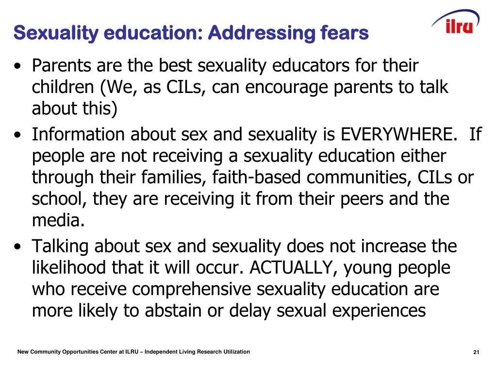 sexuality education addressing fears sexuality