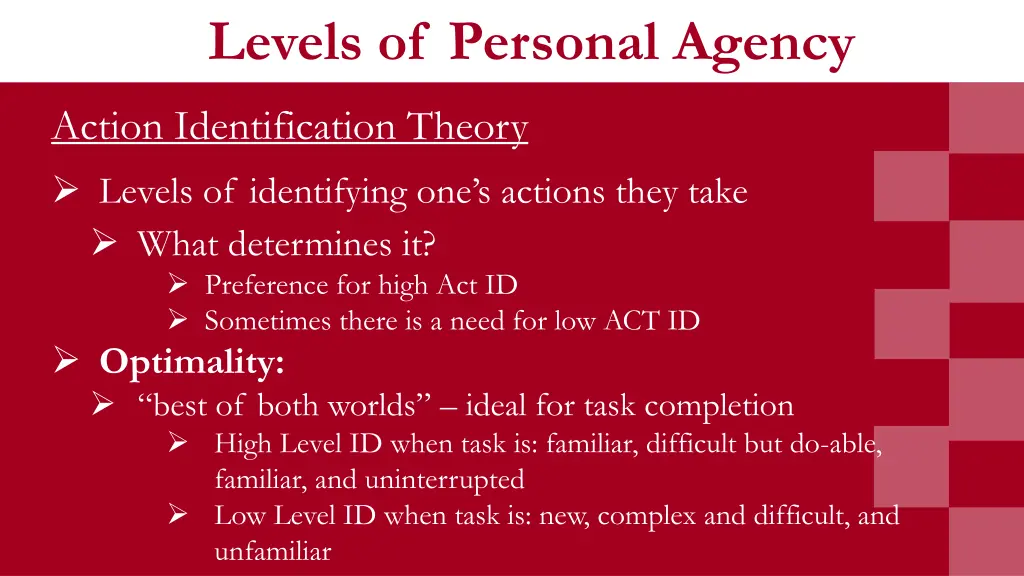 levels of personal agency