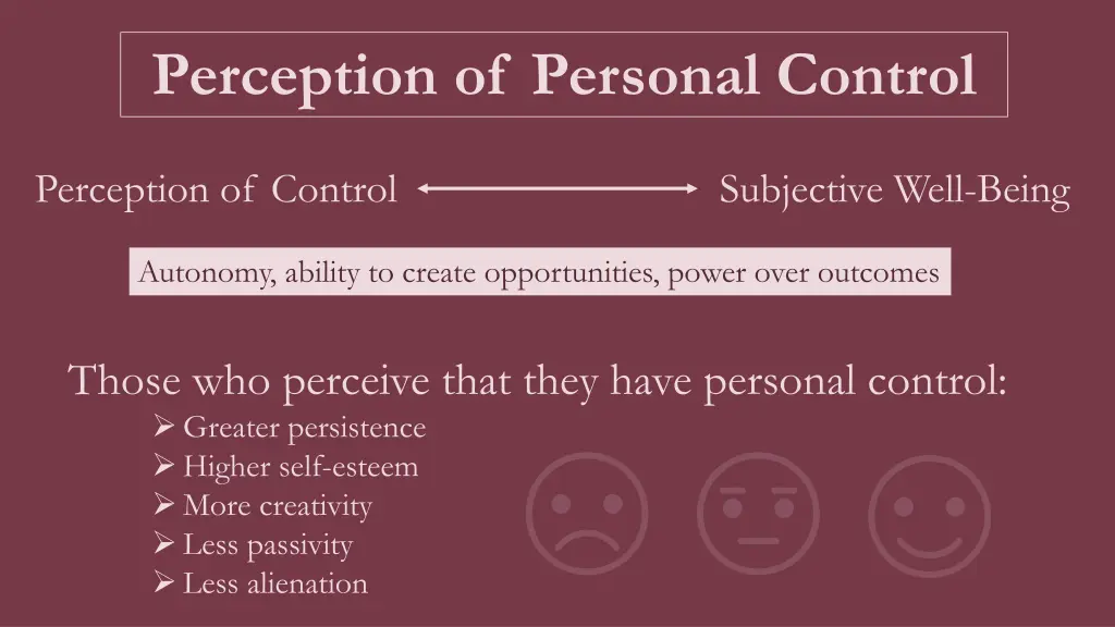 perception of personal control