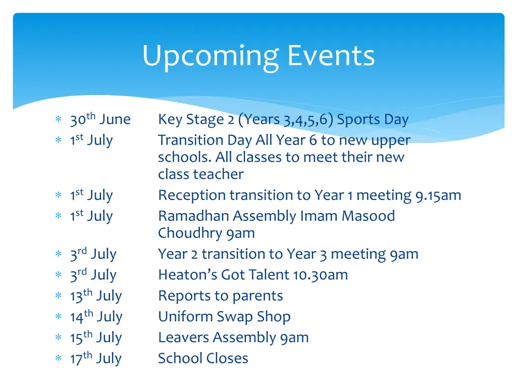 upcoming events