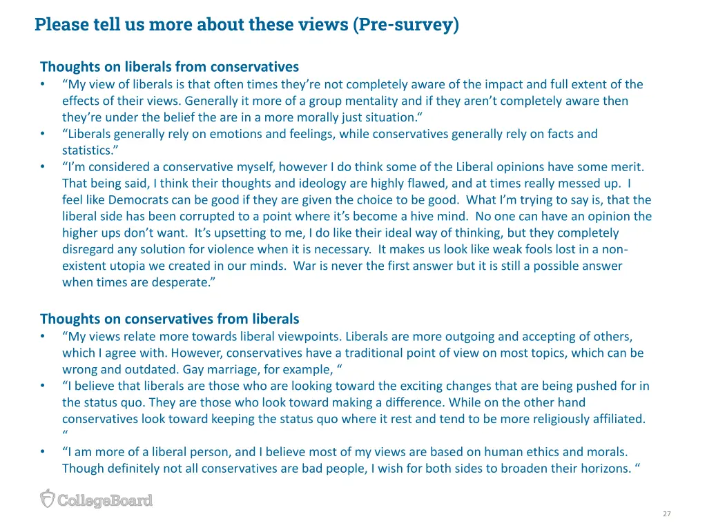 please tell us more about these views pre survey 1