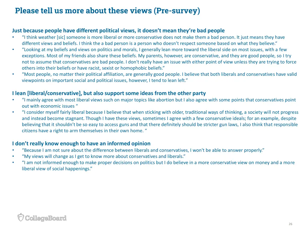 please tell us more about these views pre survey