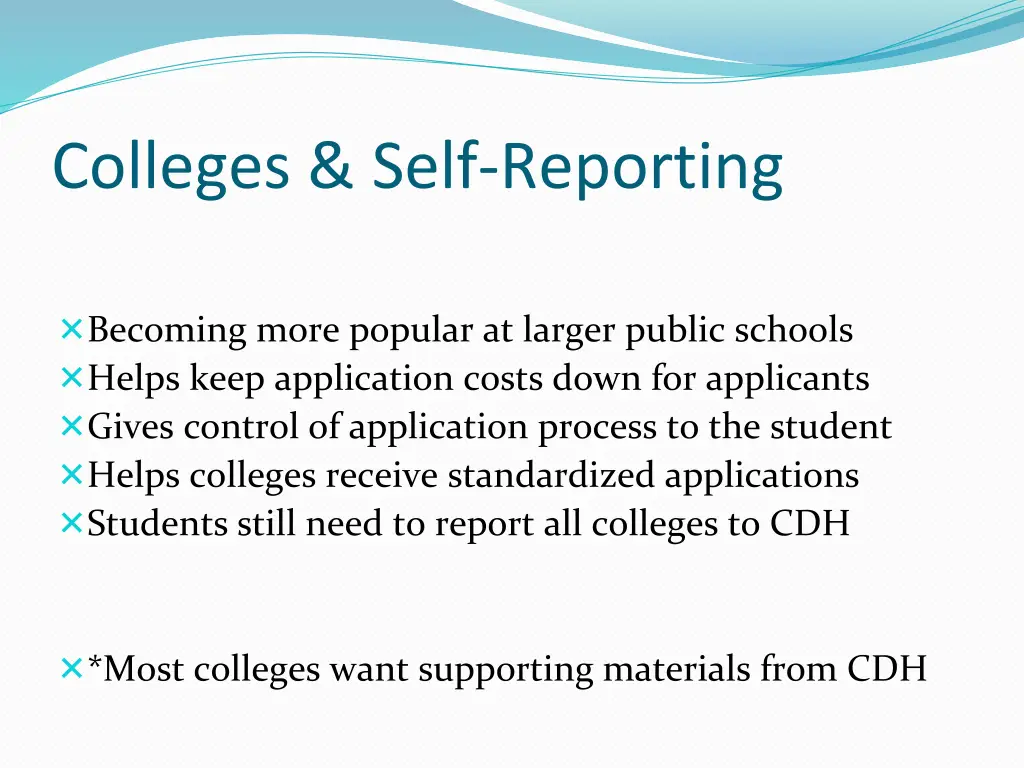 colleges self reporting