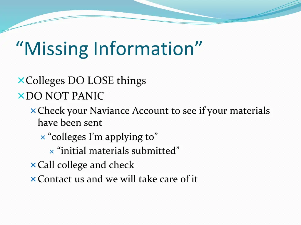 missing information