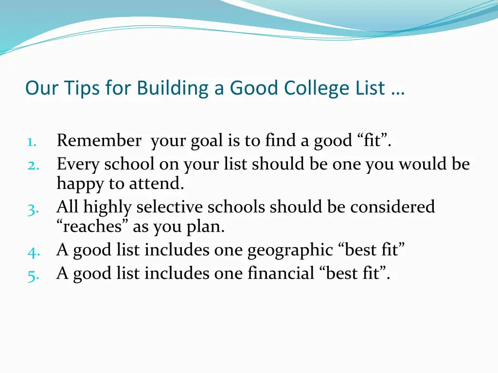 our tips for building a good college list