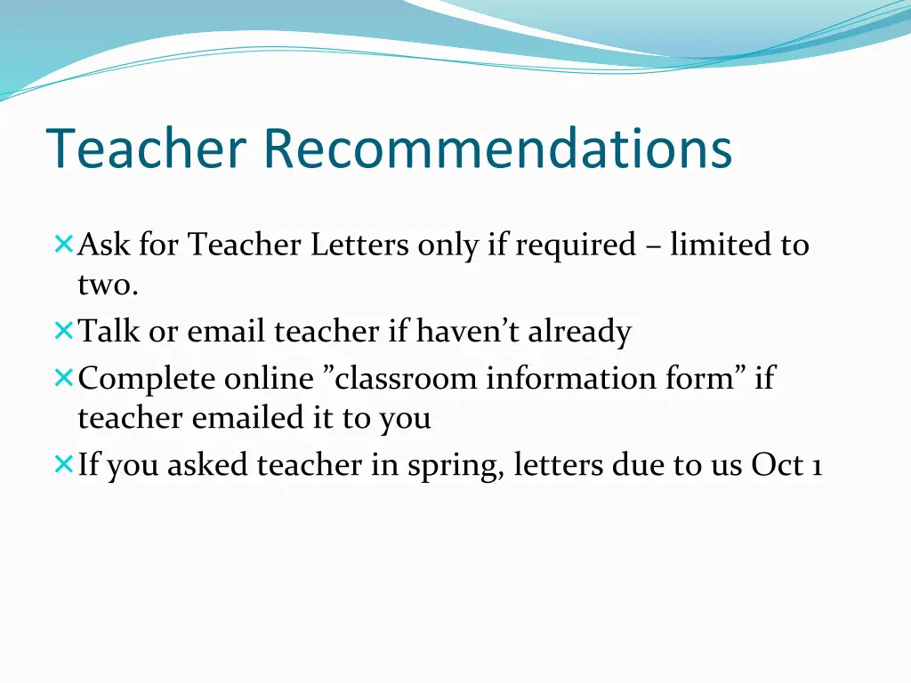 teacher recommendations