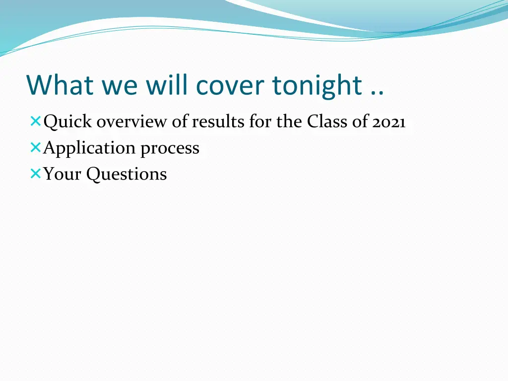 what we will cover tonight