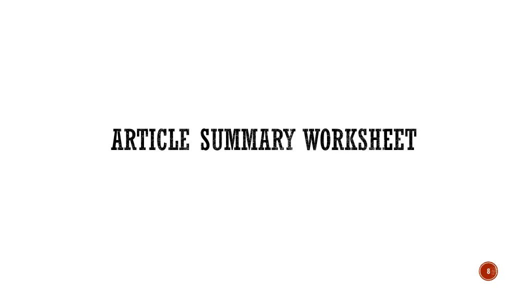 article summary worksheet