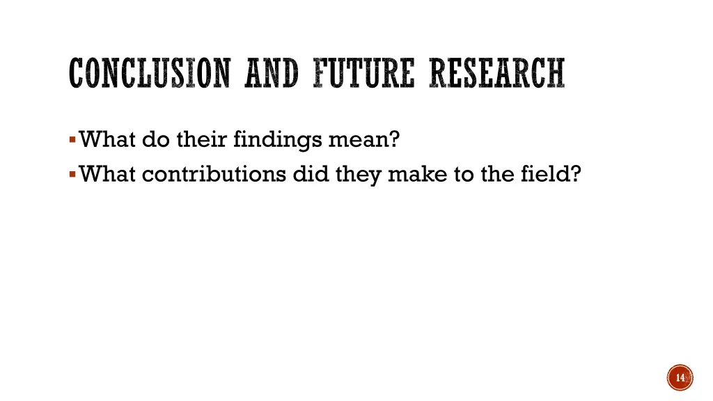 conclusion and future research