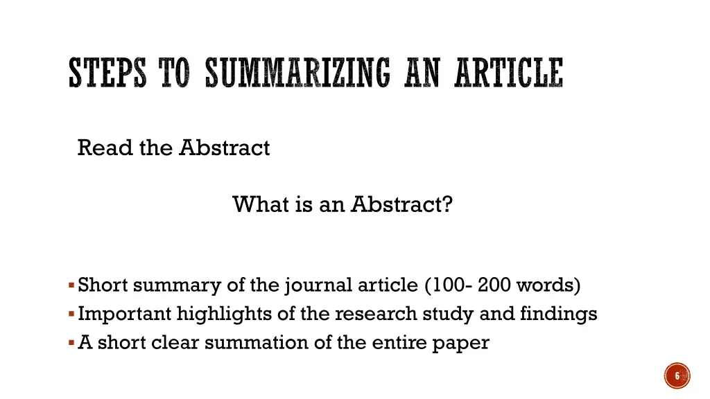 steps to summarizing an article