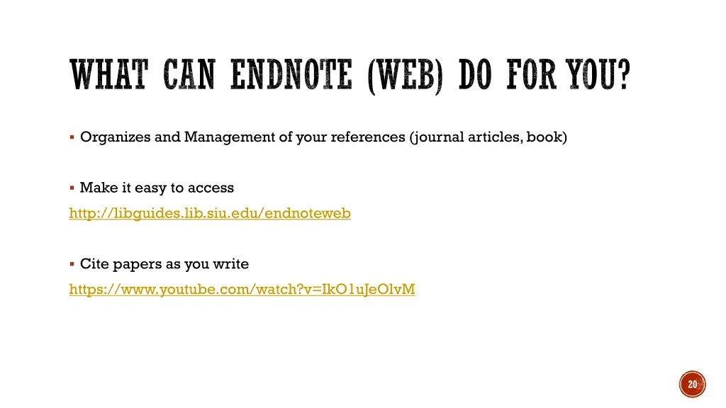what can endnote web do for you