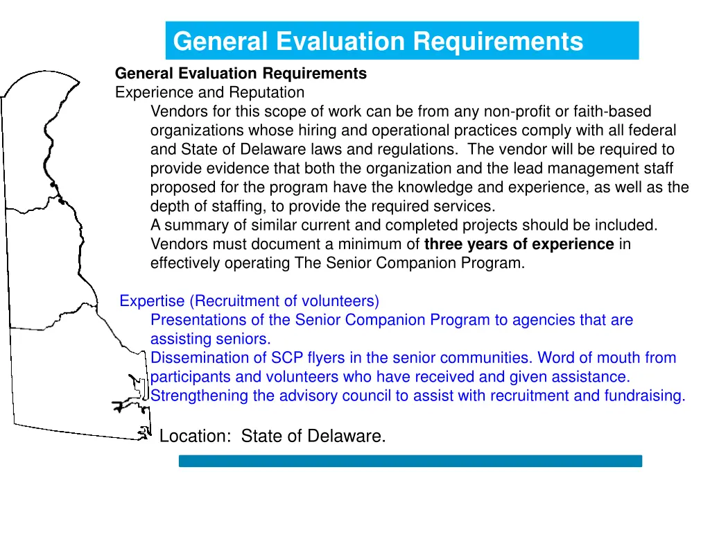 general evaluation requirements general