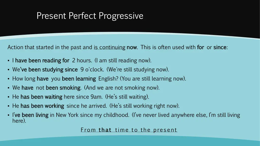 present perfect progressive 2