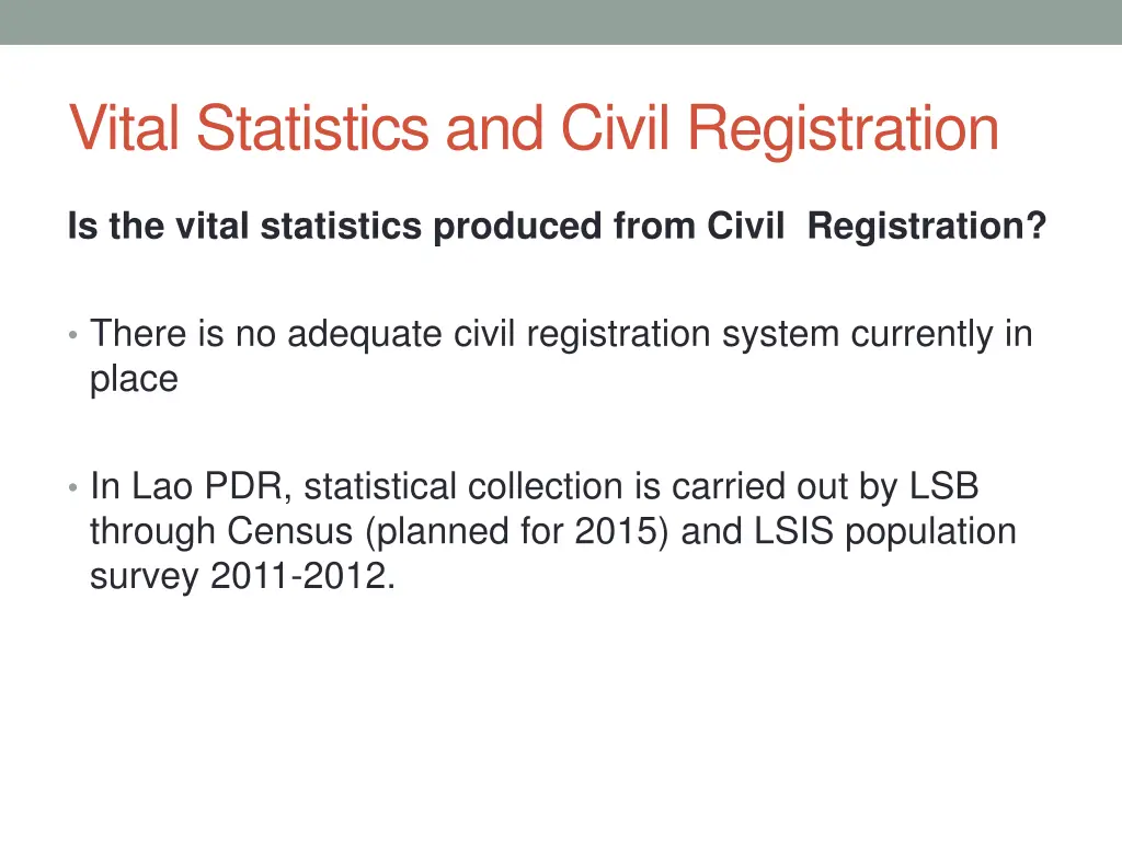 vital statistics and civil registration