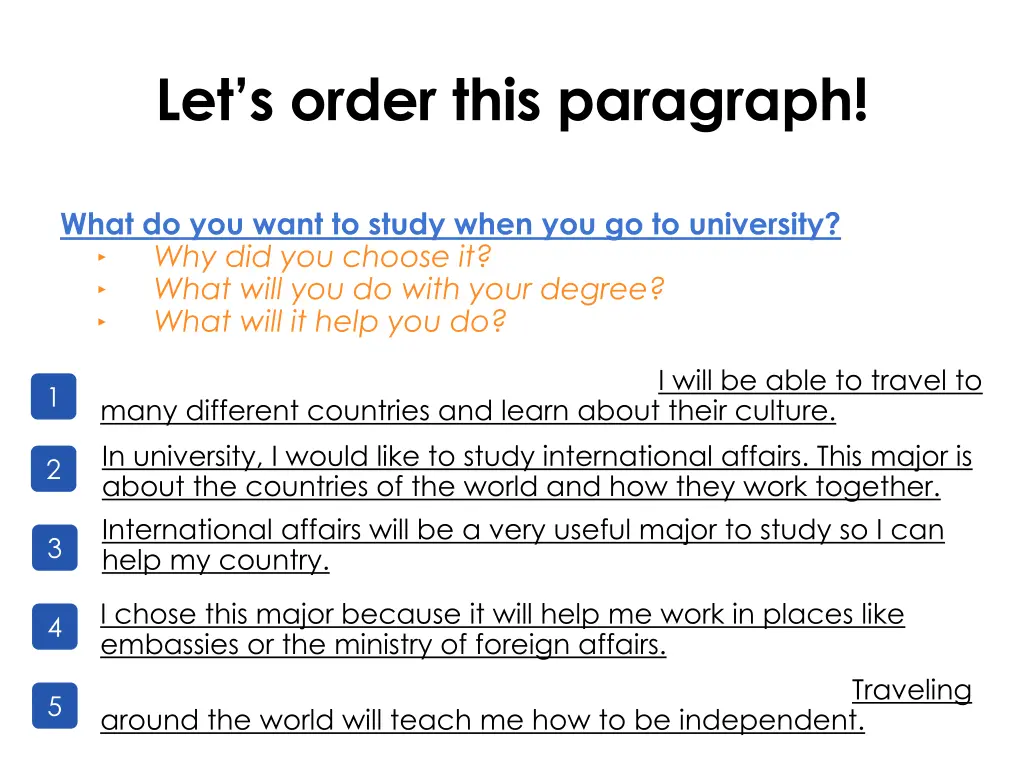 let s order this paragraph