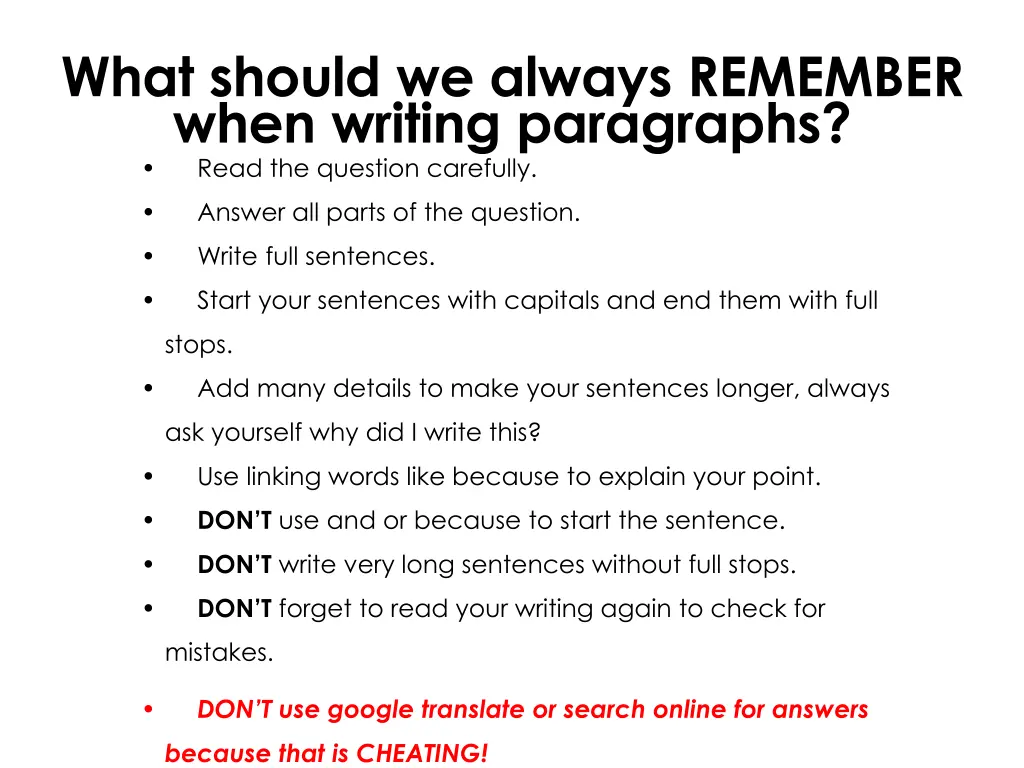 what should we always remember when writing