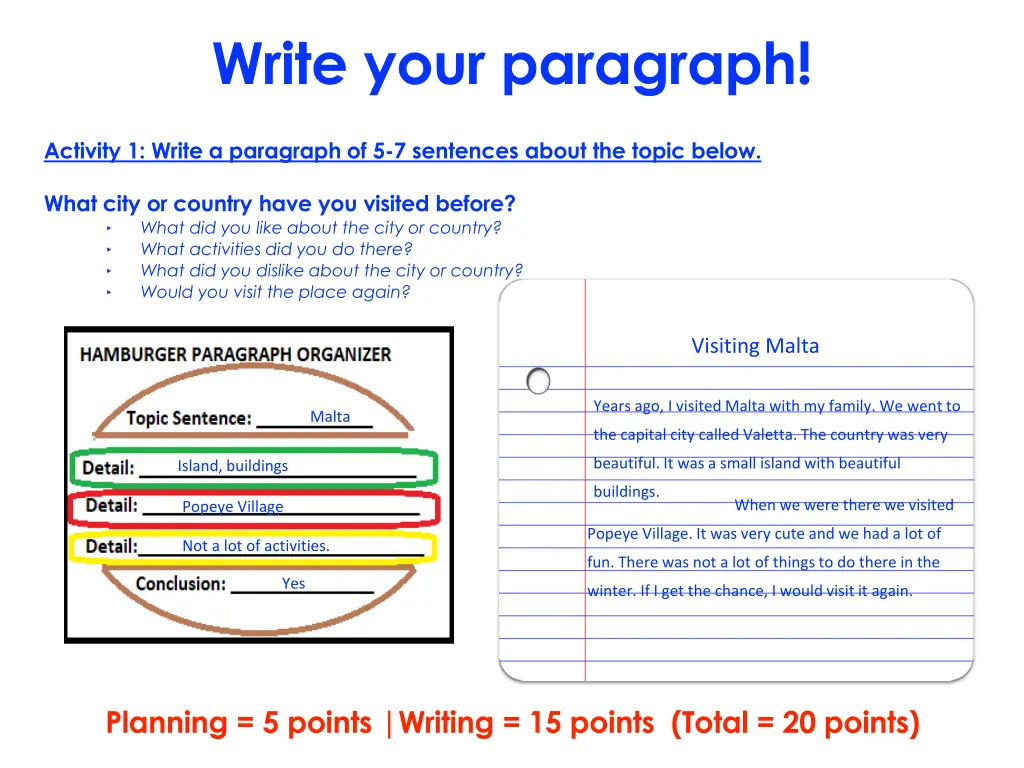 write your paragraph 1