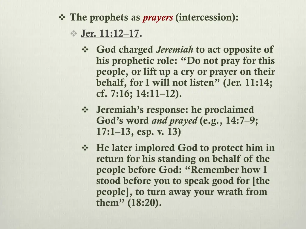 the prophets as prayers intercession