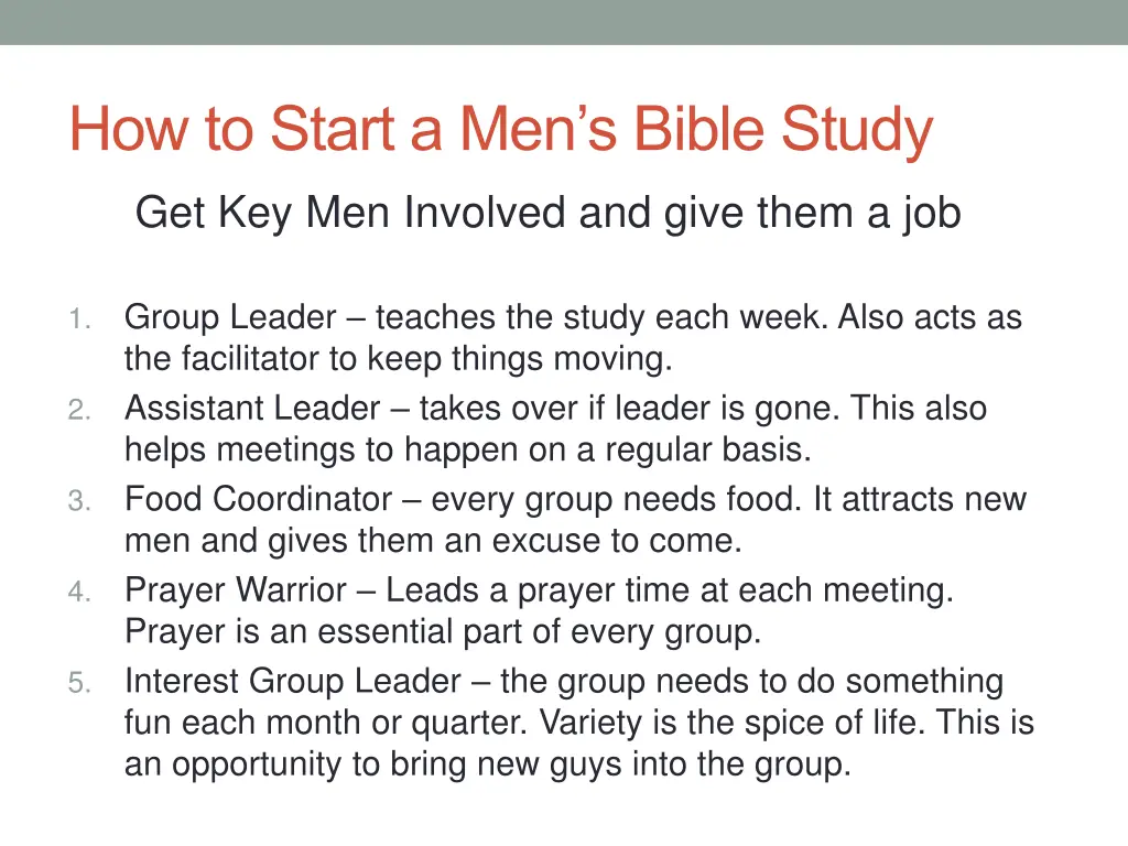 how to start a men s bible study