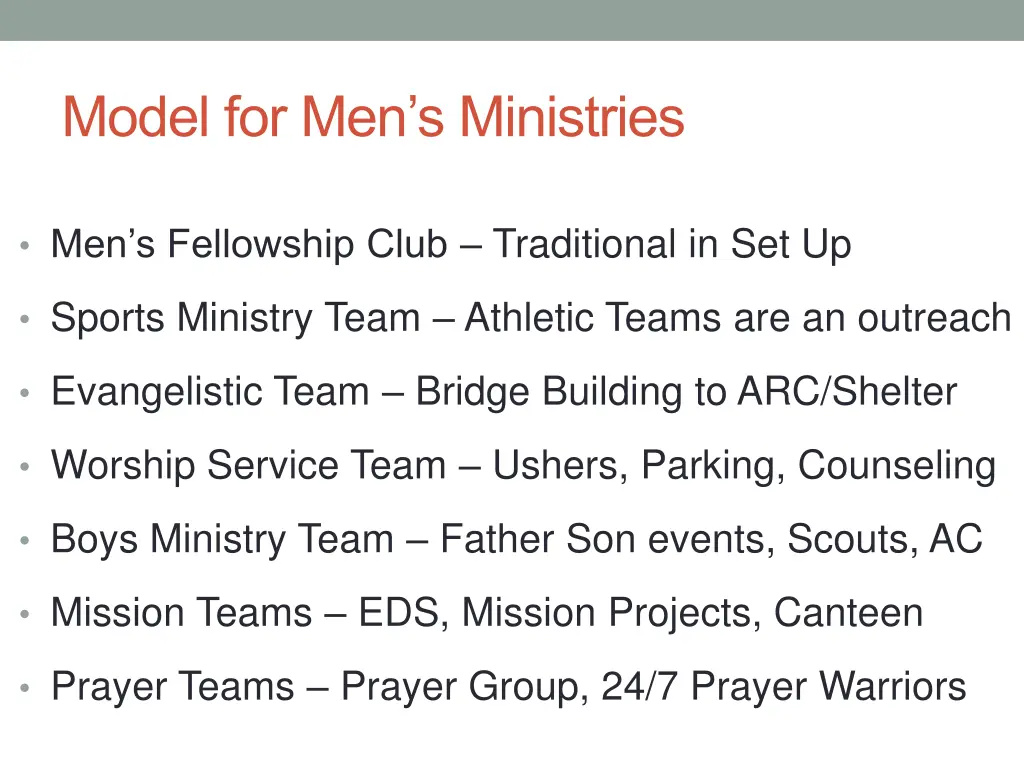 model for men s ministries