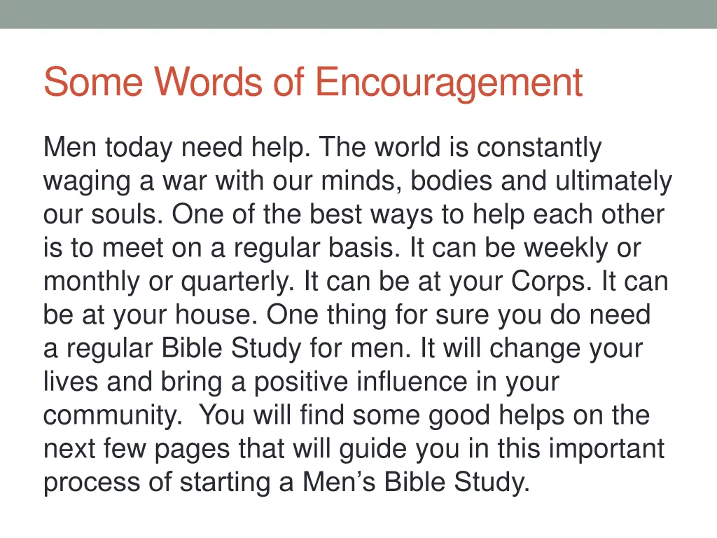 some words of encouragement