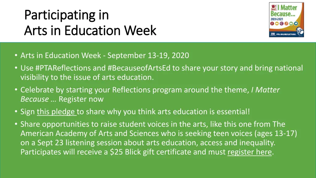 participating in participating in arts